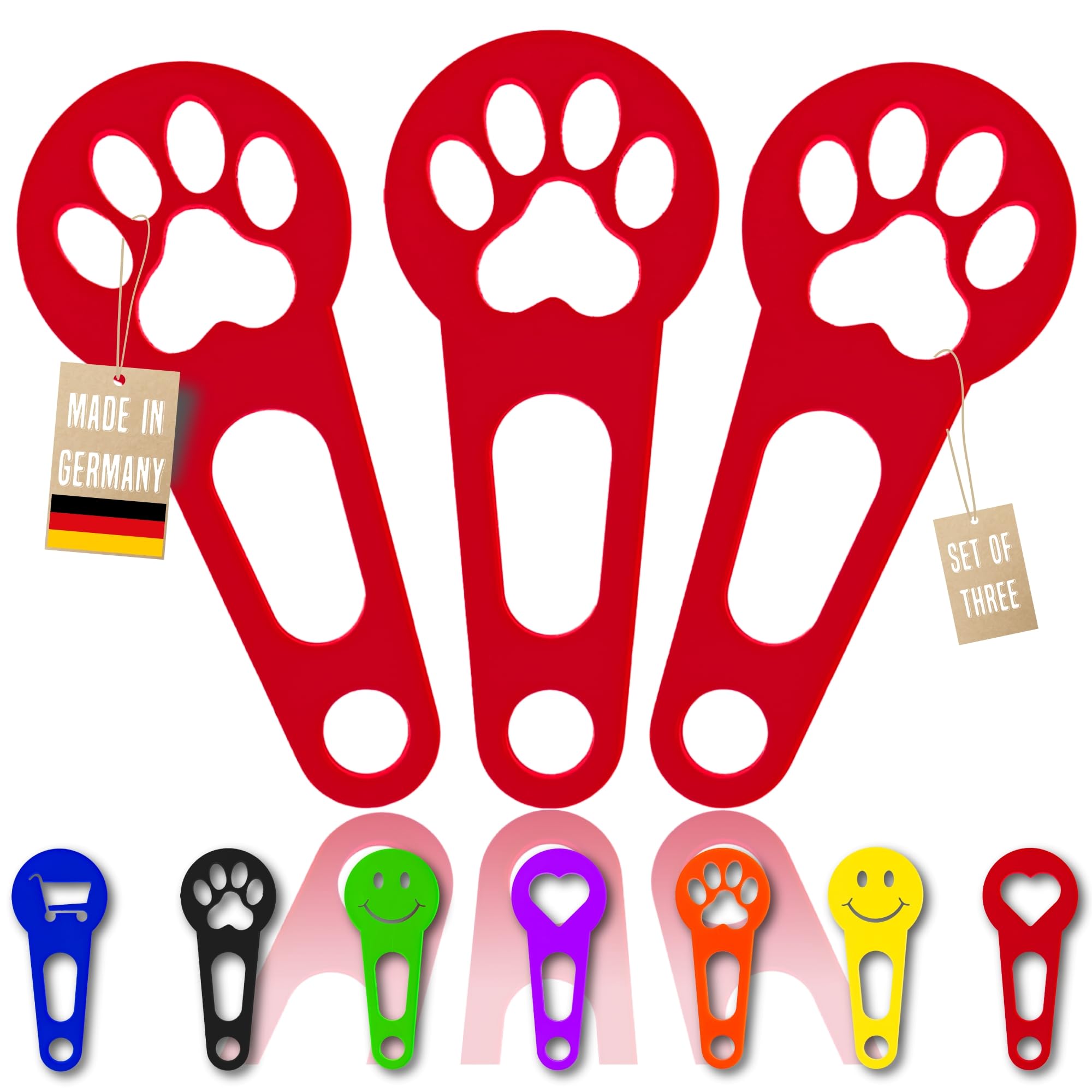 3x shopping cart chip that can be removed immediately as a key chain; 3 pieces in a set shopping cart release shopping cart unlocker; handmade 3D printing (Paw, Red)