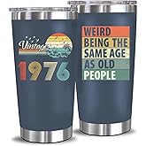 50th Birthday Gifts For Men Women - 1976 50th Birthday Decorations Ideas for Him Present For Man Turning 50 Year Old Gifts For Dad, Husband, Friends - 20 Oz Stainless Steel Mug Tumbler (Navy-197602)