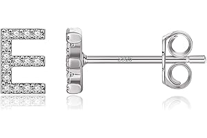 MONOOC Initial Stud Earrings for Girls - S925 Sterling Silver Post Cubic Zirconia Stud Earrings Initial Earrings for Girls Women Hypoallergenic Earrings Birthday Gifts for Girls Kids Jewelry