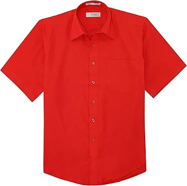 mens red short sleeve dress shirt