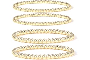 Elegance 11 designs 14K Gold Plated Bead Ball Bracelet Stretchable Elastic Gold Beaded Bracelets for Women