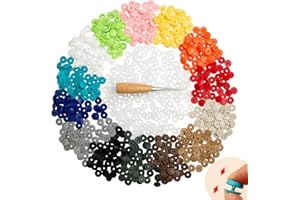 GTAAOY 140Set Plastic Snaps,T5 Snaps No Need Tools, No-Sew Buttons for Crafts Cloth Diaper Bibs（14 Colors