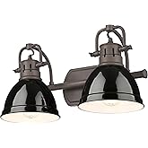 Golden Lighting- Duncan 2-Light Bath Vanity in Rubbed Bronze with Black- Vanity Lights