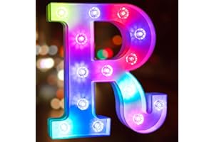 GLINTEE Light Up Letters Letter Lights - Colorful LED Letters Lights Alphabet for Romantic Valentines Day Night Lights Wedding Birthday Party Home Bar Decor- (Colorful R)