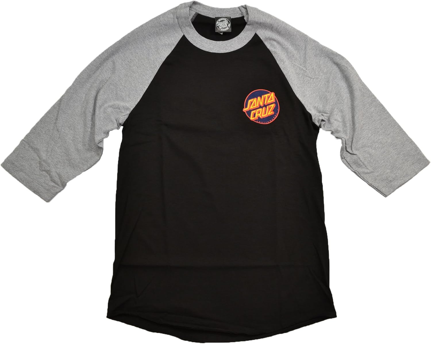 Santa Cruz Other DOT Raglan Black Athletic Grey Navy 3/4 Sleeve Men's T-Shirt