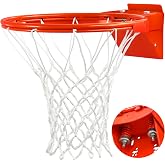 Basketball Rim, Heavy Duty Basketball Rim Replacement - Universal 18 Inch Breakaway Rim and Net,Professional Double-Spring Backboard Rims For In-Ground and Wall-Mounted Basketball Hoops Indoor Outdoor