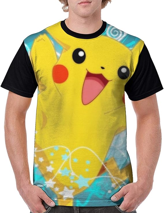 Men T-Shirt Pocket Monsters Designer 3D Print Tee Tops Black | Amazon.com