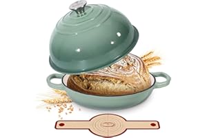 Davivy 5.5QT Cast Iron Sourdough Pan, 10" Round Dutch Oven for Bread, Enameled Cast Iron Dutch Oven for Sourdough Bread, Brea