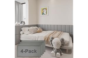 YU LI 3DH 3D Anti-Collision Wall Padding for Kids Self-Adhesive 4PCS Grey headboard Panels for Wall Peel and Stick headboard