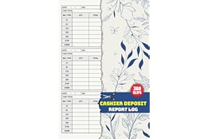 Cashier Deposit Report Log: Daily Cash Drawer Count Register for Small Businesses | 360 Slips, 120 Single-Sided Pages