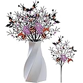 MANOPAWS 6 Pieces Halloween Floral Picks Decorative Berry Stems Halloween Tree Branches with Glitter Ball for Halloween Party Home Tabletop Vase Filler Decorations