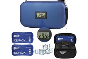 Gadluckki Insulin Cooler Travel Case with 2 Ice Pack, TSA Approved 24h Portable Insulated Refrigerated Diabetics Medicine Carrying Bag with Thermometer Temperature Display Medicine Organizer Bag