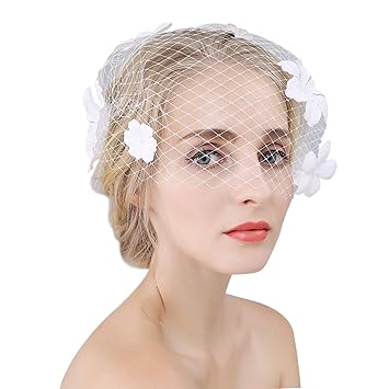 Amazon Com Fascinators Veil For Bridal Short Face Cover Cocktail