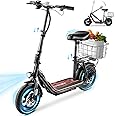 Caroma Electric Scooters for Adults, 1200W Peak Motor, 20 MPH Top Speed, 30 Miles Max Range, Foldable Electric Scooter with Seat, Detachable Large Basket, Perfect Commuter E Scooter for Teens