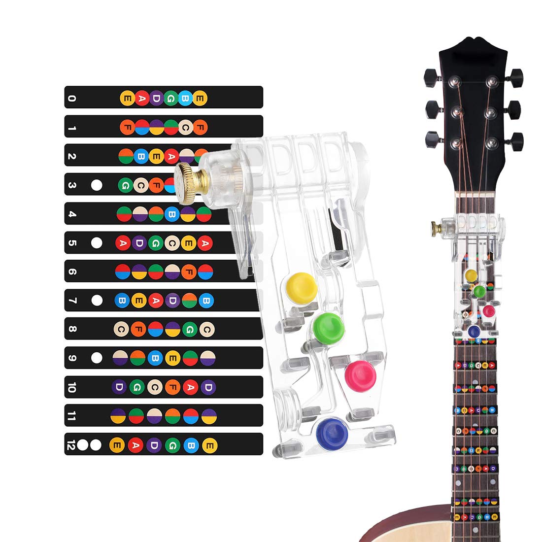 HONGECB Guitar Learning Aid - ABS Material, ChordBuddy for Acoustic & Electric Guitars, Fretboard Stickers, Best for Beginners & Pros