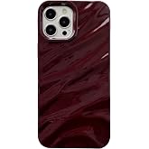 Caseative for iPhone 12 Pro Max Case, Wine Red | Water Ripple Pattern Curly Wave Shape Soft