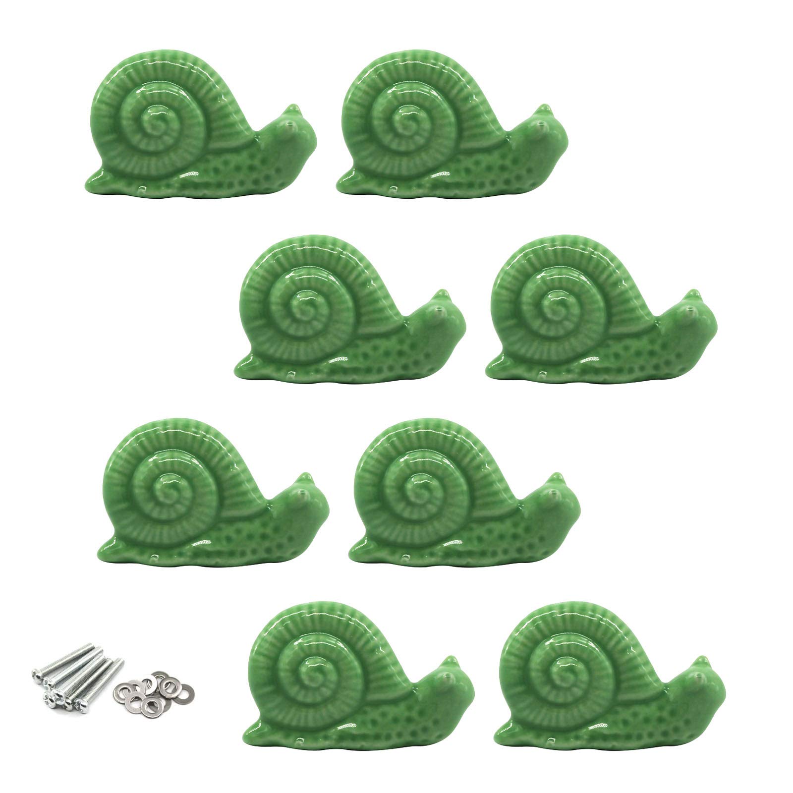 Zerniple Green Ceramic Handle Pull Door knobs Cabinet Handles for Children's Room (8 Pieces)