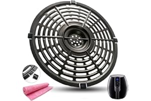 CyHiThai 5QT Round Air Fryer Replacement Parts Grill Pan for PowerXL/Gowise/Dash Air Fryers, Premium Double Layer Non-stick coating Air Fryer Grill Plate, Crisper Tray, Grate, Rack, Dishwasher Safe