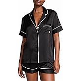 Victoria's Secret Satin Pajama Set, Short Sleeve Button Down Shirt & Shorts, Sleepwear for Women (XS-XXL)