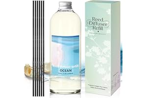 STRN Ocean Reed Diffuser Refill 500ml with 6 Natural Reed Sticks, Premium Refills Aromatherapy for Home, Long-Lasting Fragran