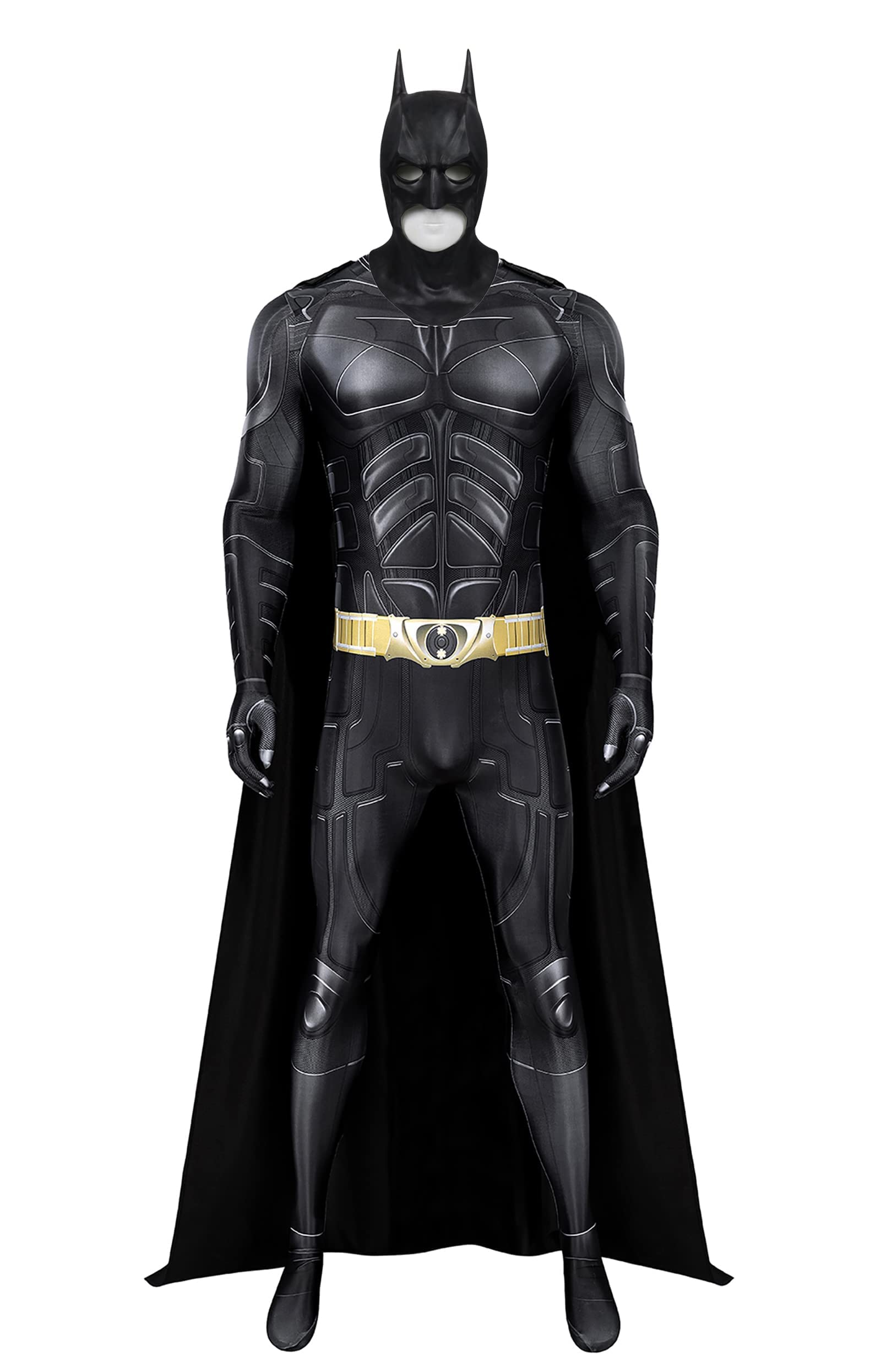 Photo 1 of EJWCIG Bat Costume With Mask and Cape Cosplay Superhero Dark Knight Adult Men Suit Halloween Costume Party Outfit (adult costume, L)