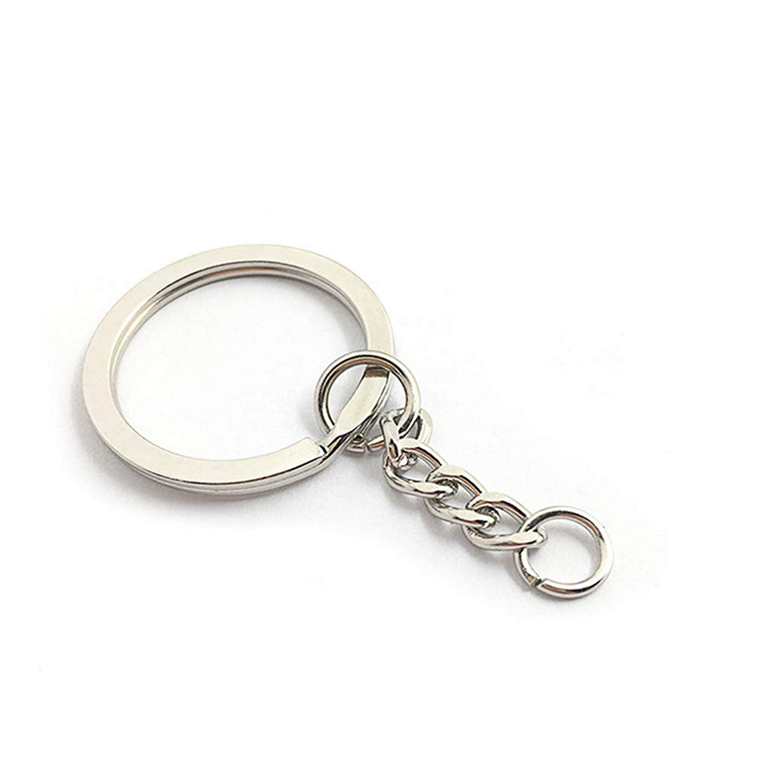 Keyring Blanks Split Metal Key Rings 100 Pcs with Link Chain and Open Jump Rings for Keys Crafts DIY