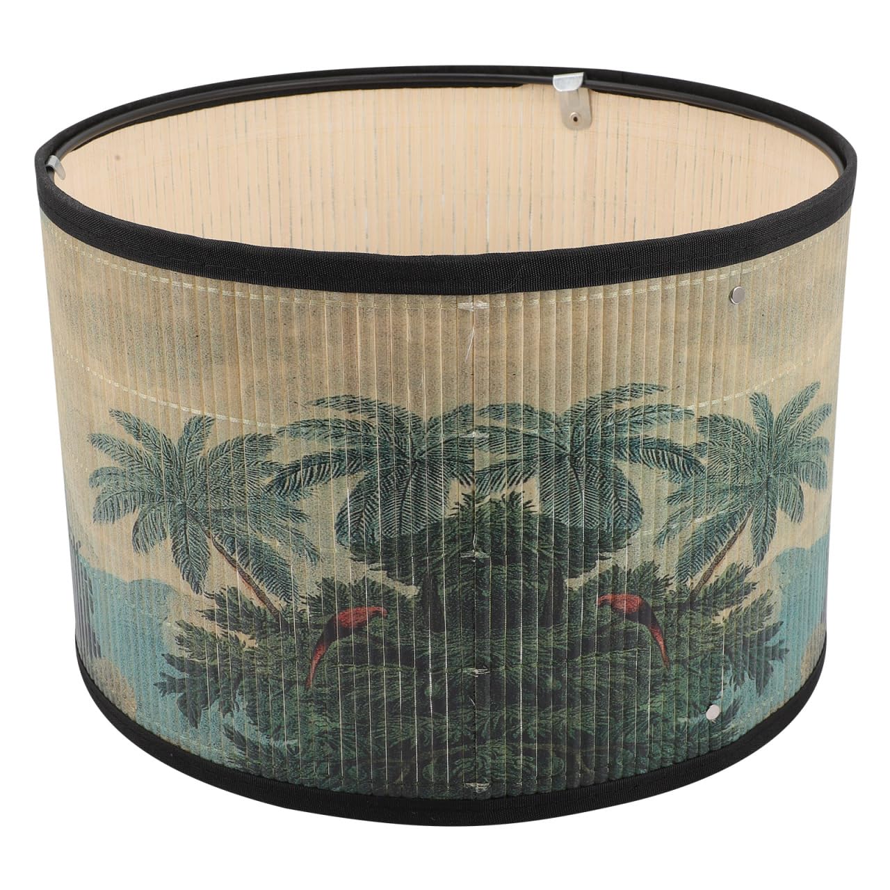 OSALADI Bamboo Lamp Shade 12 Inch Drum Pendant Light Cover with Retro Tree Pattern for Vintage Home Decor Ceiling or Table Lamps