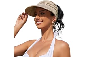 AMMIKO Womens Sun Visor Hat Wide Brim Summer Sun Hats UPF 50+ UV Protection Beach Hats Foldable Golf Visor for Women