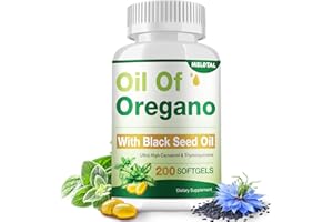 MSLOTAL Oil of Oregano with Black Seed Oil – 200 Count Oregano Oil Capsules Organic, Immune & Digestive Support, Antioxidant Support, Non-GMO, Gluten-Free