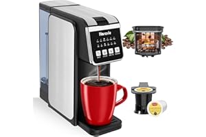 Horavie Single Serve Coffee Maker with Built-in Grinder, Fast Brew 6-16oz Single Cup for Whole Beans, Grounds, K Pod, Grind and Brew Coffee Maker with 47oz Water Tank, Descaling Alert, Black