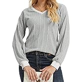 DEICAEVO long sleeve sweaters for women V Neck Color Block Fall Winter Sweaters Lightweight Trendy Tunic