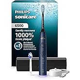 Philips Sonicare 6500 Series Electric Toothbrush - Next-Generation Sonicare Technology, Pressure Sensor, 9 Brushing Settings, SmarTimer, BrushPacer, 21-Day Runtime, Travel Case, Navy Blue, HX7413/07