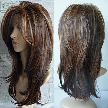 Sliwei Women Girls Medium Length Curls Party Middle Part Natural