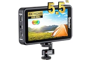 Desview R5II Camera Field Monitor 5.5 inch Touch Screen 800nits High Brightness Full HD IPS 178° View Angle with 3D Lut Waveform VectorScope Histogram Peaking Focus 4K HDMI Support 8V DC Output
