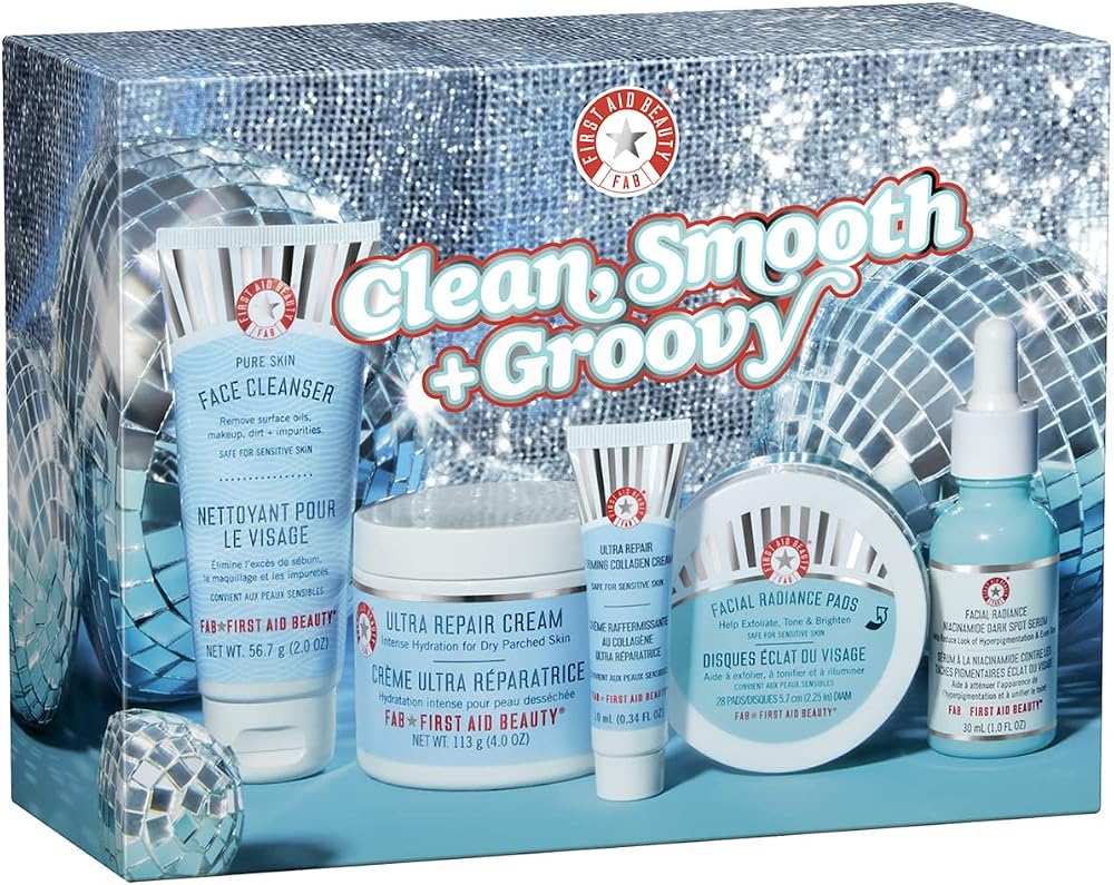 First Aid Beauty Clean Smooth Groovy Gift Set 5 FAB Skincare Products Sensitive