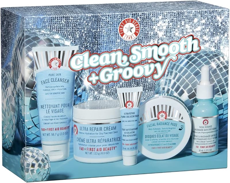 First Aid Beauty Clean Smooth Groovy Gift Set 5 FAB Skincare Products Sensitive