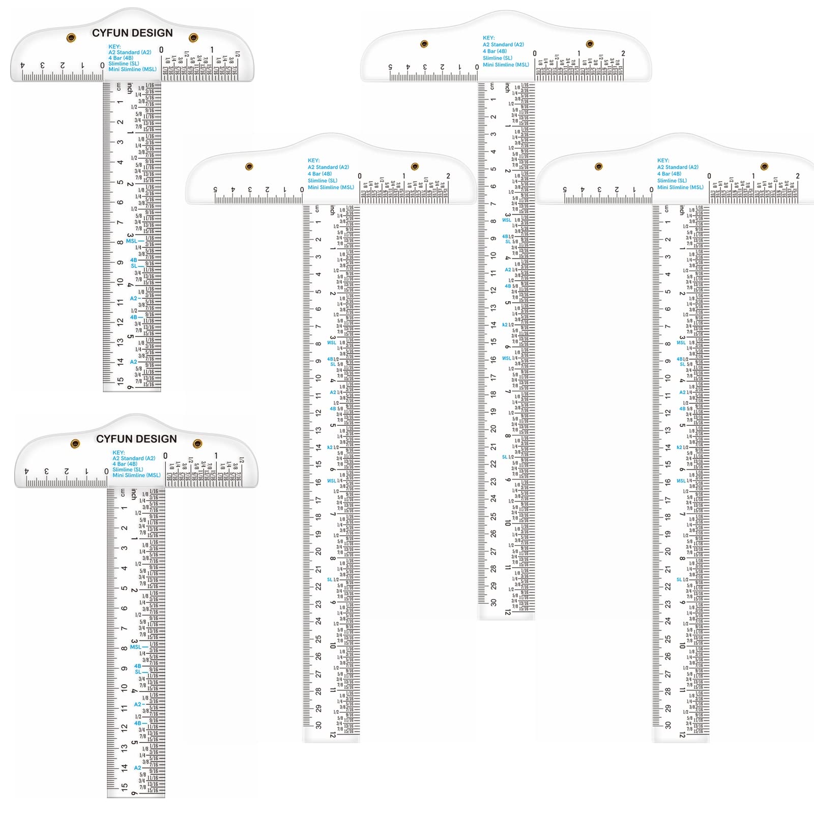 Briartw 6" and 12" Acrylic Clear T-Square Ruler, 5 Pack, T Square Ruler, Transparent, T Ruler, for Crafting Drafting and General Layout Work Art Framing & Drafting Scrapbooking Crafting