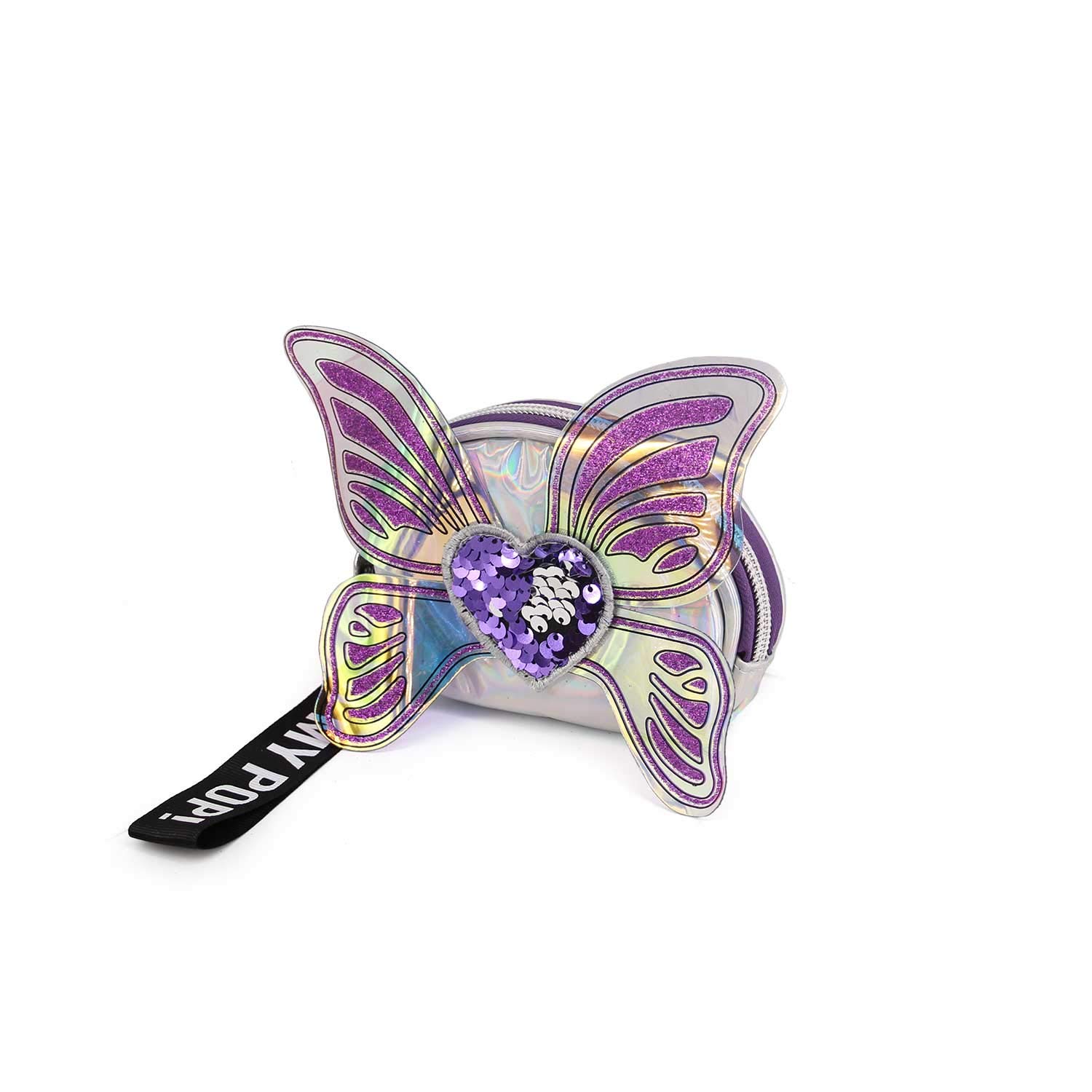 Oh My Pop! Wings-Oval Coin Purse, Silver, 11.5 x 9 cm