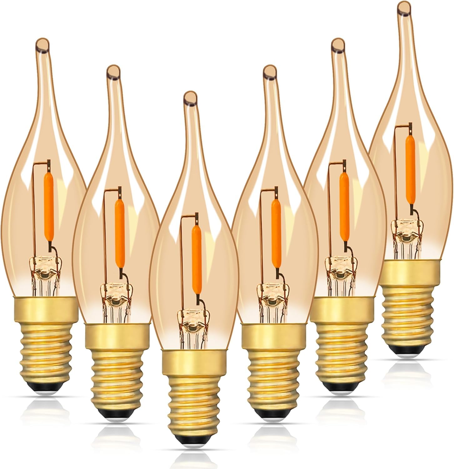 Century Light LED Low Wattage E14 SES Light Bulb, C22TG Vintage Candelabra Night Light Candle Bulbs, 0.7w Equivalent 7 Watt Ultra Warm 2200K for Salt Lamp Chandelier Decorative Lights, Pack of 6