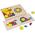 Melissa & Doug Pattern Blocks and Boards - Classic Toy With 120 Solid Wood Shapes and 5 Double-Sided Panels