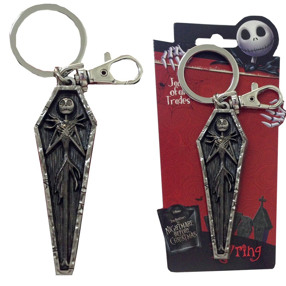 LA Auto Gear Nightmare Before Christmas Jack in Coffin Pewter Key Ring,Multi-colored,3"