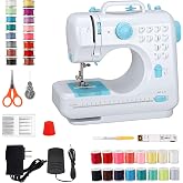 Mini Sewing Machine for Beginners, Portable with Dual Speed, 12 Stitches, Foot Pedal and Accessories Kit for Home Quick Repairs DIY Crafts &amp; Gift, Blue