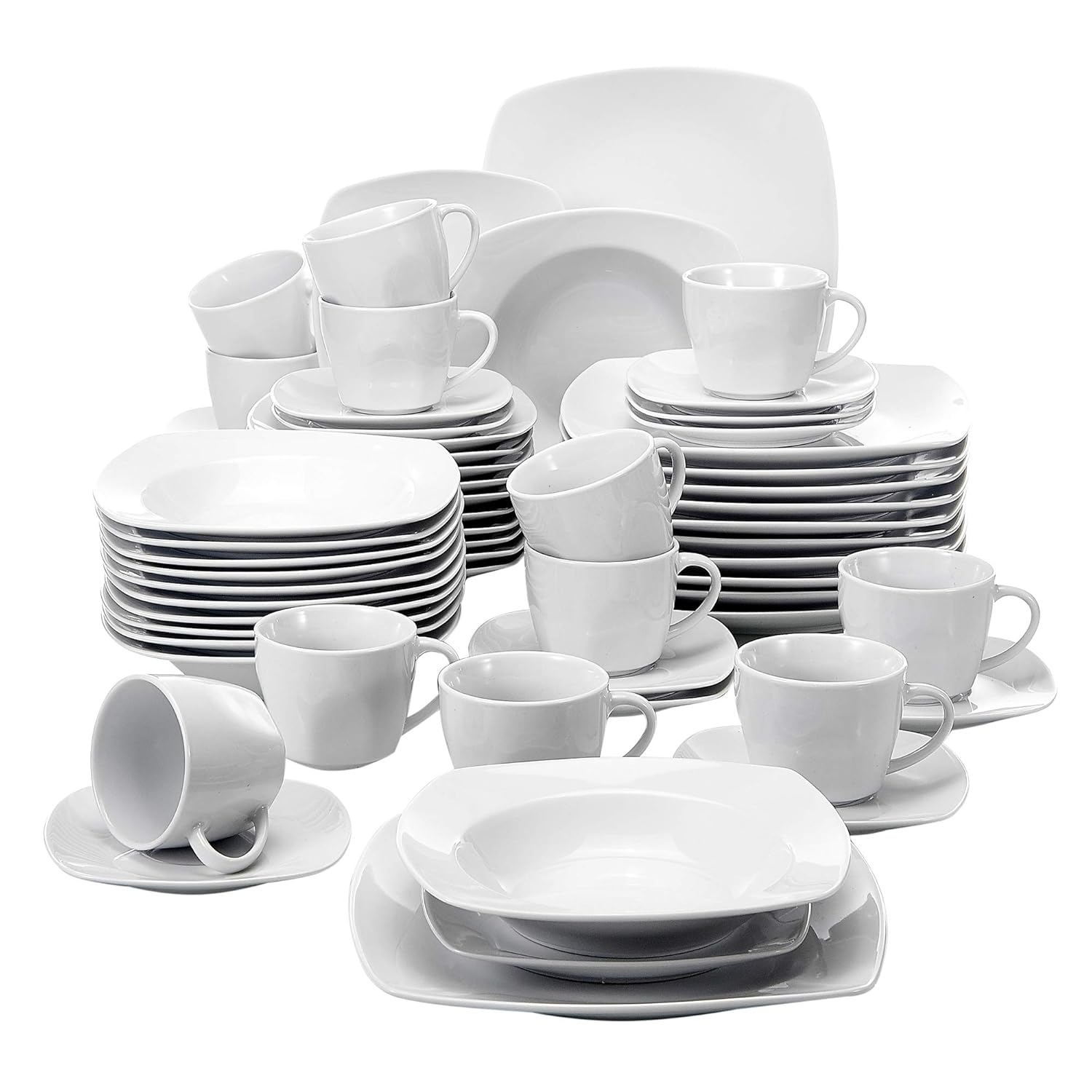 MALACASA, Series Julia, 60Piece Dinner Sets Ivory White Porcelain