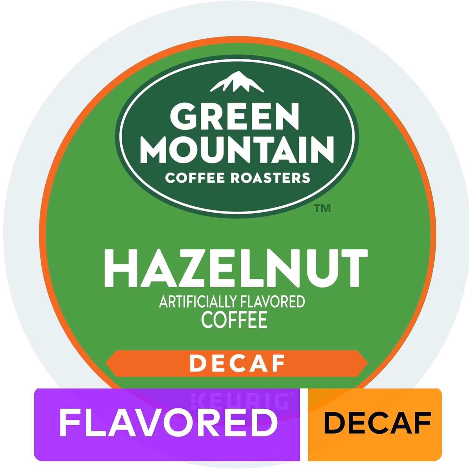 Green Mountain Coffee Roasters, Light Roast, Keurig Single-Serve K-Cup Pods, Hazelnut Decaf Coffee, 96 count