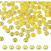 PATIKIL 250 Pcs Yellow AB Half Round Pearls Beads, 12mm ABS Flatback Rhinestones Pearls for Crafting Jewelry Making DIY Nail Art Clothes Wedding Art Decoration
