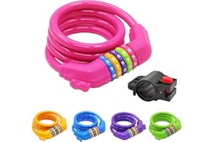 IDEALUX Sport Bike Lock Cable, 4Ft 120CM Bicycle Cable Lock with 5-Digit, High Security Self Coiling Bike Lock Combination 12