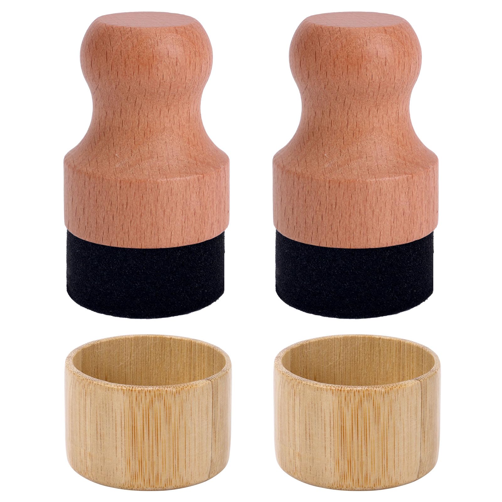 Photo 1 of 2 Pcs Cutting Board Oil Wax Applicators with Lids, Round Wood Mineral Oil Wax Conditioner Applicator Brush for Wooden Butcher Blocks Spatulas Spoons Utensils (Brown)