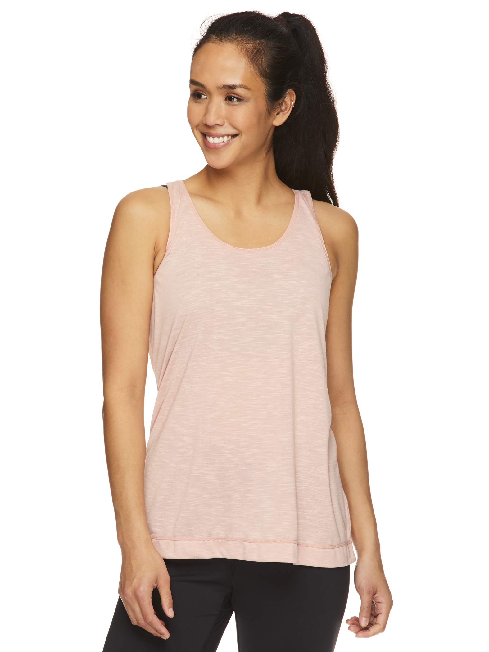 GaiamWomen's Open Back Yoga Tank Top - Sleeveless Racerback Workout & Gym Shirt - Mellow Rose Peace, X-Small