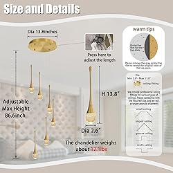 ykolupty H86 Pendant Lights Kitchen Island 6-Lights