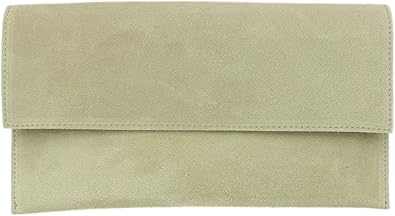 beige suede clutch bag